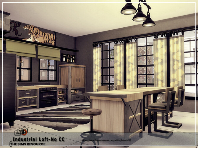 Sims 4 Industrial Loft No CC by Danuta720 at TSR