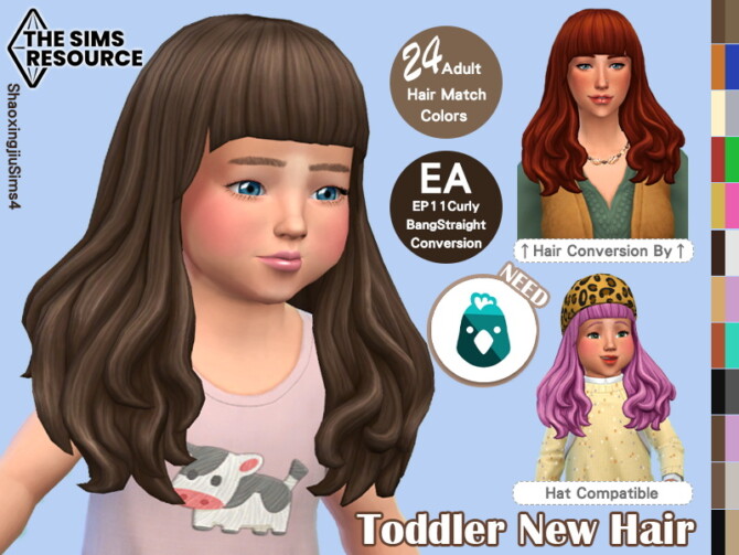Sims 4 Toddler EP11 Curly Bang Straigh Hair by jeisse197 at TSR