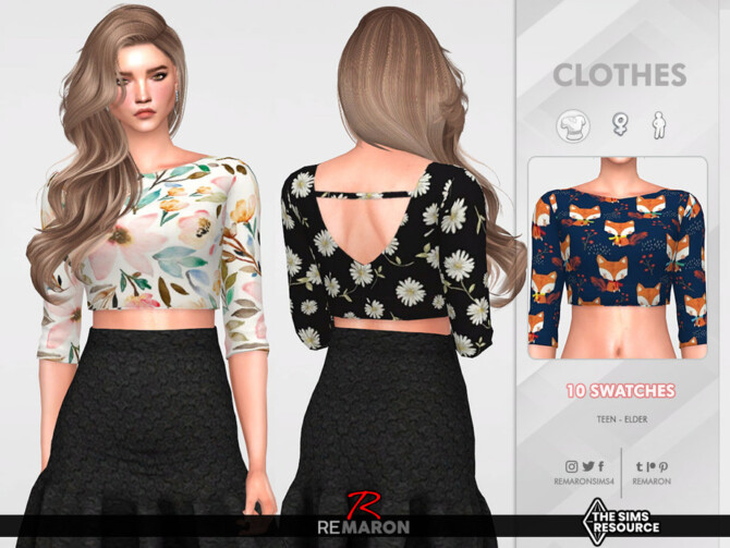 Summer blouse 02 by remaron at TSR » Sims 4 Updates