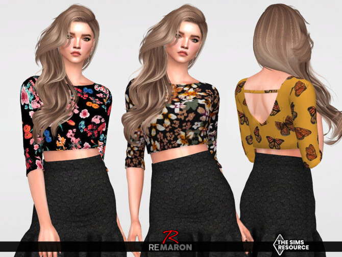 Sims 4 Summer blouse 02 by remaron at TSR