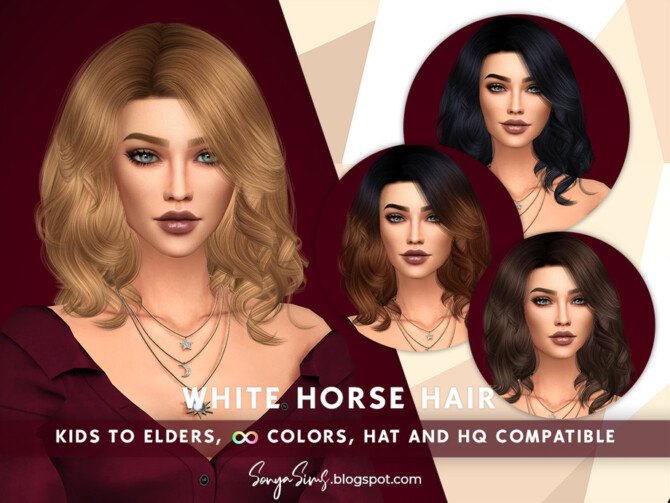 Sims 4 White Horse Hair by SonyaSimsCC at TSR
