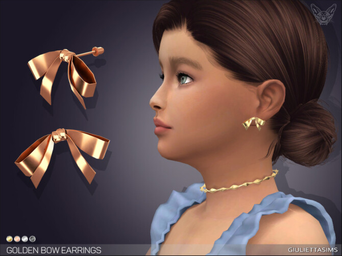 Sims 4 Golden Bow Earrings For Kids by feyona at TSR