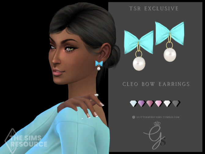 Sims 4 Cleo Bow Earrings by Glitterberryfly at TSR