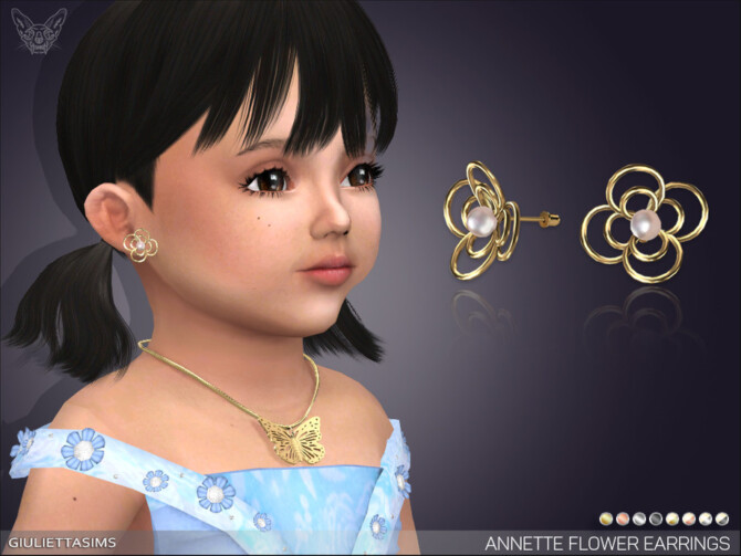 Sims 4 Annette Flower Pearl Earrings For Toddlers by feyona at TSR
