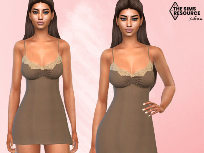 Sims 4 Lace Detail Sleeping Dress by Saliwa at TSR