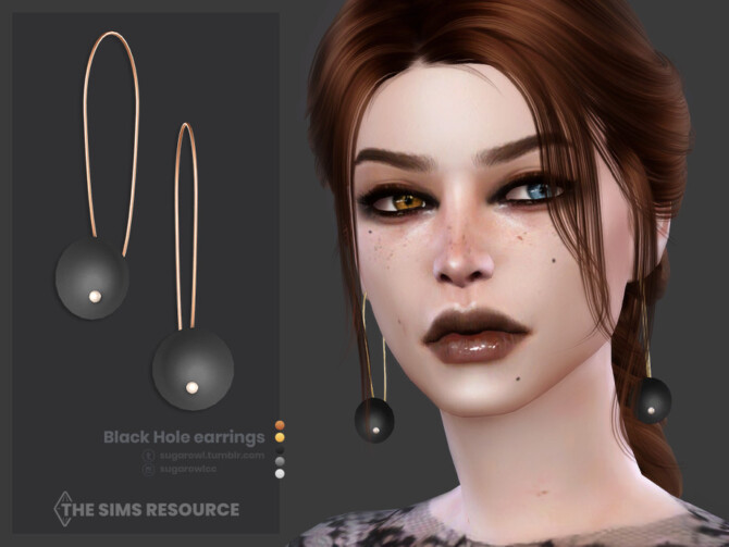 Sims 4 Black Hole earrings by sugar owl at TSR