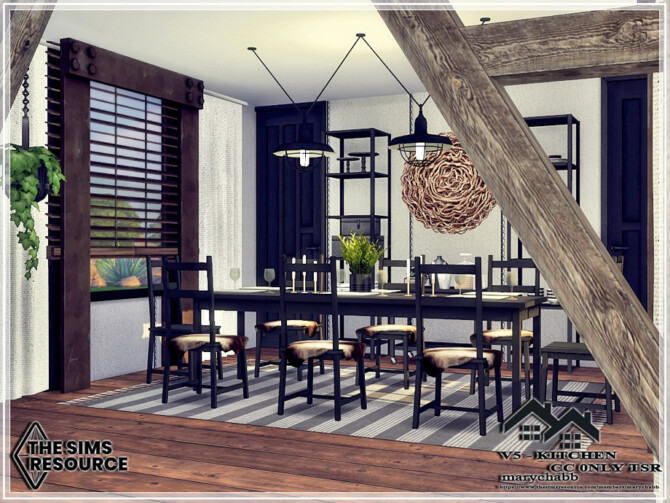 Sims 4 V5 Kitchen with Dining Room by marychabb at TSR
