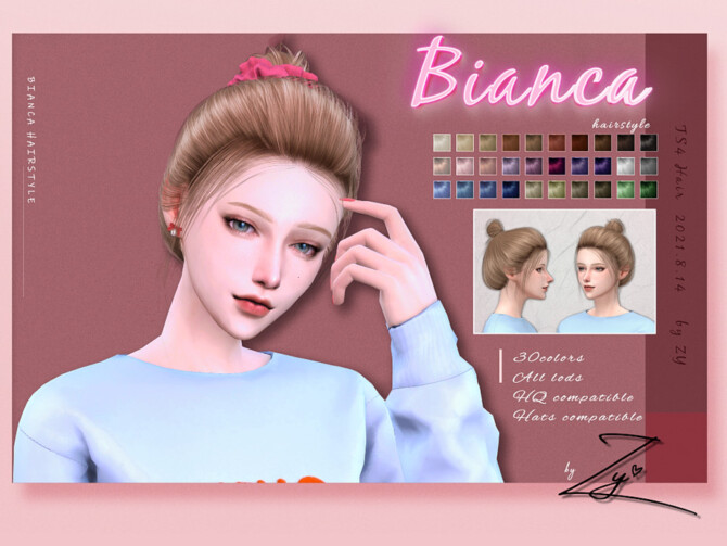 Sims 4 Bianca hairstyle by Zy at TSR