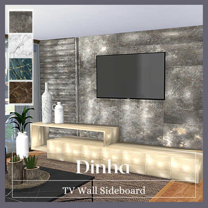 Sims 4 TV Wall Set Anya at Dinha Gamer