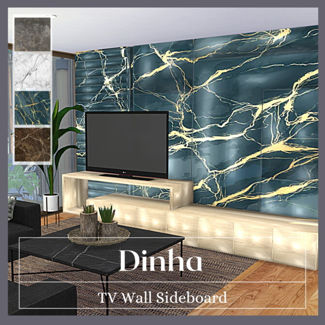 Sims 4 TV Wall Set Anya at Dinha Gamer