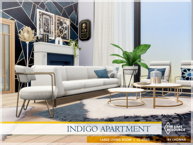 Sims 4 Indigo Apartment Living Room by Lhonna at TSR