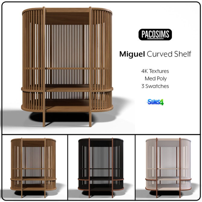 Sims 4 Miguel Curved Shelf at Paco Sims