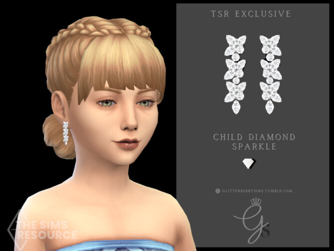 Sims 4 Diamond Sparkle Child Earrings by Glitterberryfly at TSR