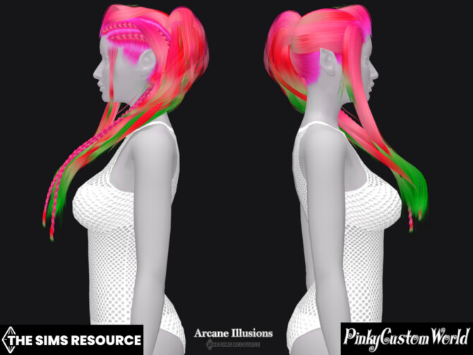 Sims 4 Arcane Illusions Magical Recolor of DarkNighTt Lithunium hair by PinkyCustomWorld at TSR