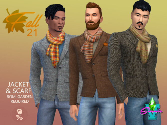 Sims 4 Fall21 Jacket with Scarf by SimmieV at TSR
