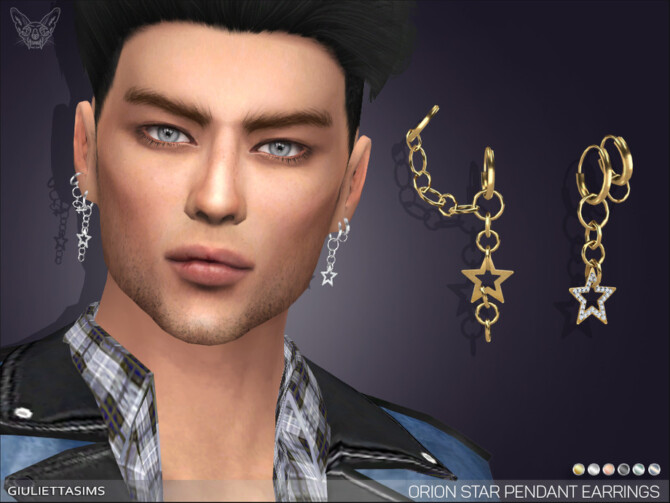 Sims 4 Orion Star Pendant Earrings by feyona at TSR