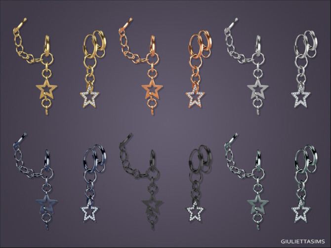 Sims 4 Orion Star Pendant Earrings by feyona at TSR