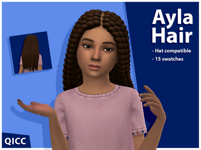 Ayla Hair for girls by qicc at TSR » Sims 4 Updates