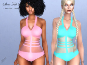 Sheer Full Swimsuit by pizazz at TSR