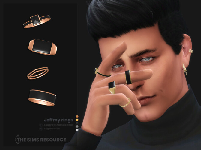 Sims 4 Jeffrey male rings by sugar owl at TSR