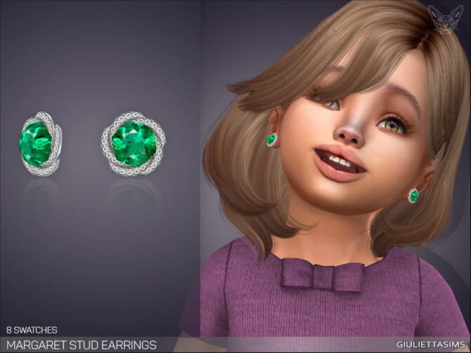 Sims 4 Margaret Stud Earrings For Toddlers by feyona at TSR