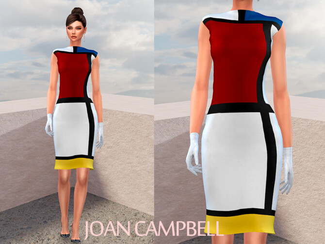 Sims 4 Mondrian Dress by Joan Campbell Beauty at TSR