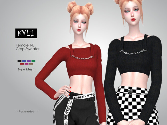 Sims 4 KYLI Chain Top by Helsoseira at TSR