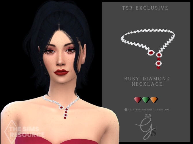 Sims 4 Ruby Diamond Necklace by Glitterberryfly at TSR