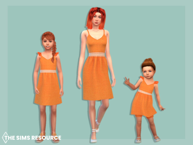 Sims 4 Linen dress with lace belt Toddler by MysteriousOo at TSR