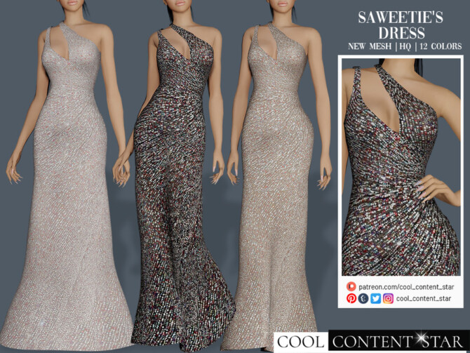 Sims 4 Saweeties Sparkly Gown by sims2fanbg at TSR