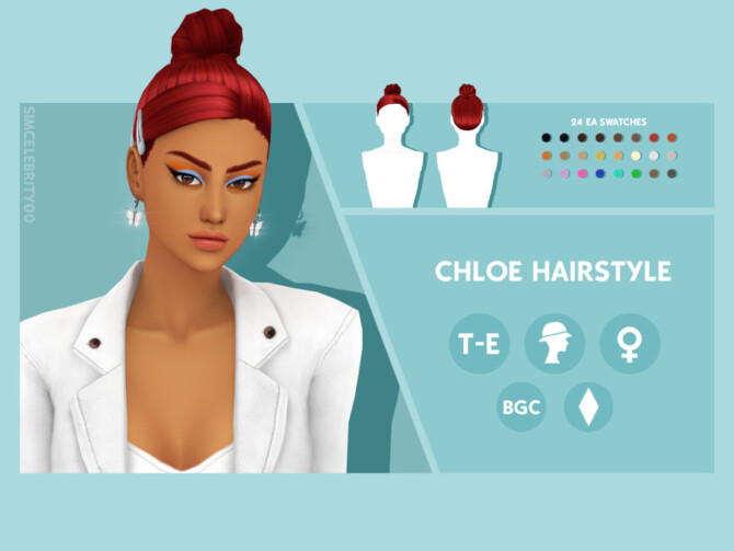 Sims 4 Chloe high bun side bang hairstyle by simcelebrity00 at TSR