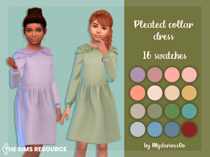 Sims 4 Pleated collar dress by MysteriousOo at TSR