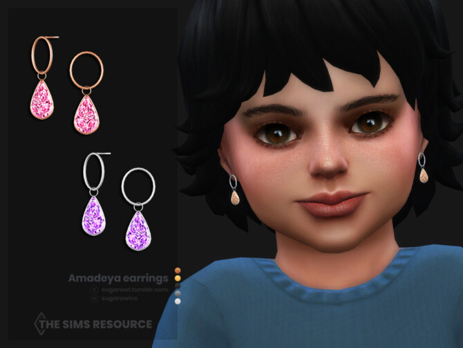 Sims 4 Amadeya earrings for toddlers by sugar owl at TSR