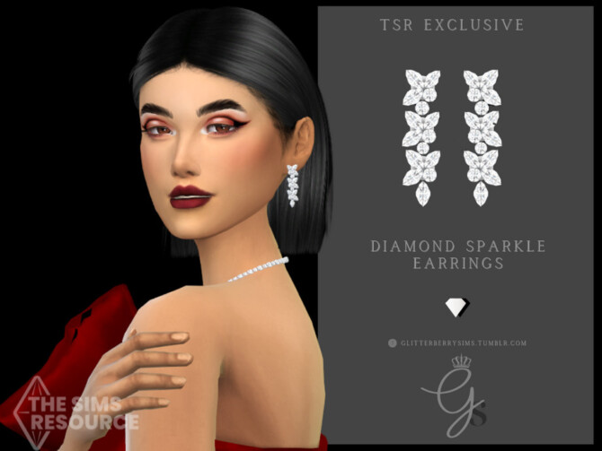 Sims 4 Diamond Sparkle Earrings by Glitterberryfly at TSR