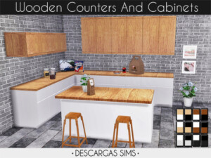Wooden Counters And Cabinets at Descargas Sims