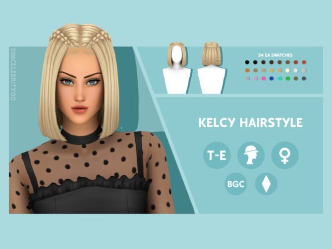 Sims 4 Kelcy Hairstyle by simcelebrity00 at TSR