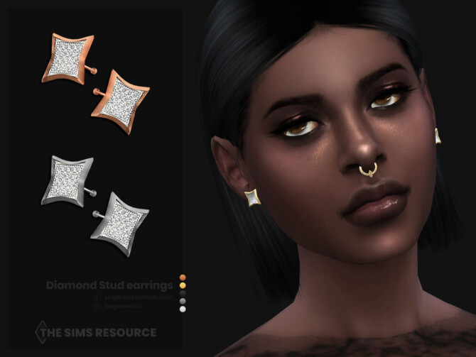 Sims 4 Diamond stud earrings for male and female by sugar owl at TSR
