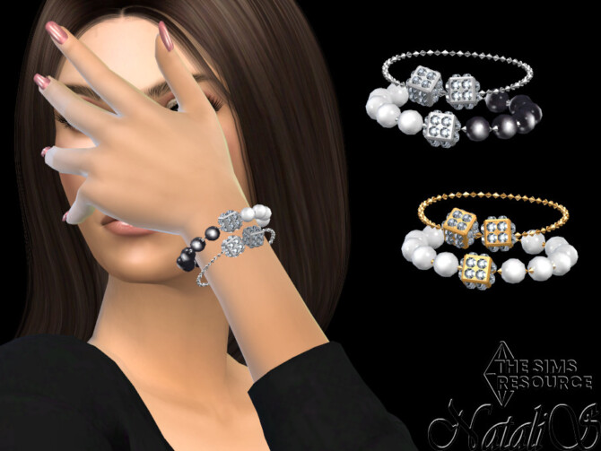 Sims 4 Cube pave double bracelet by NataliS at TSR