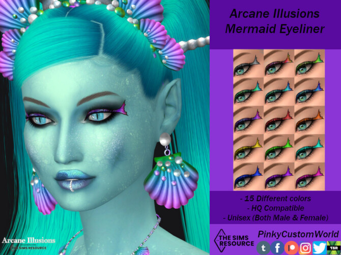 Sims 4 Arcane Illusions   Mermaid Eyeliner by PinkyCustomWorld at TSR