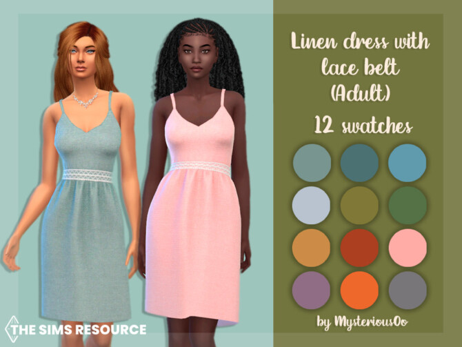 Linen dress with lace belt by MysteriousOo at TSR » Sims 4 Updates