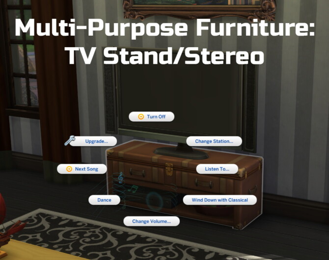 Sims 4 Multi Purpose Furniture: TV Stand/Stereo by Ilex at Mod The Sims 4