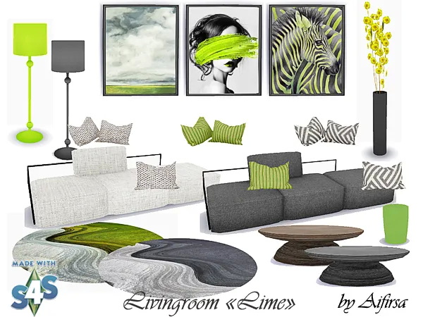 Sims 4 Lime livingroom at Aifirsa