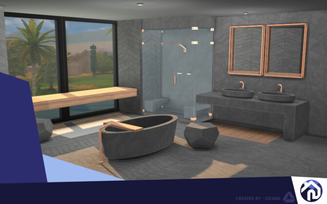 Sims 4 Hout Huis Part 3 (Master Bathroom) by Cicada at Mod The Sims 4