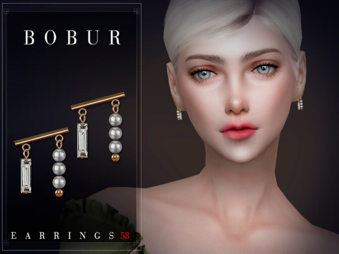 Sims 4 Diamond pearl earrings by Bobur3 at TSR