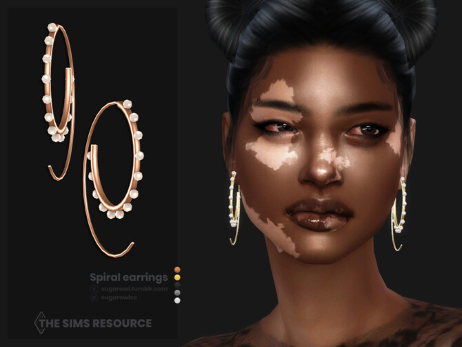 Sims 4 Spiral earrings by sugar owl at TSR