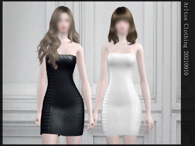 Sims 4 Leather braid dress 20210910 by Arltos at TSR