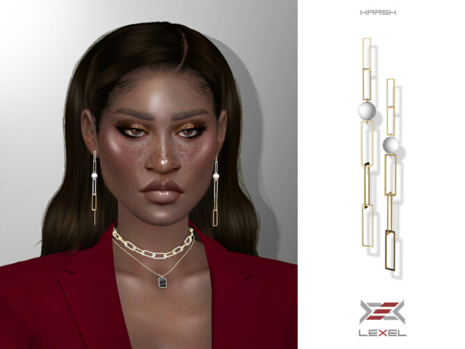 Sims 4 Harsh earrings by LEXEL at TSR