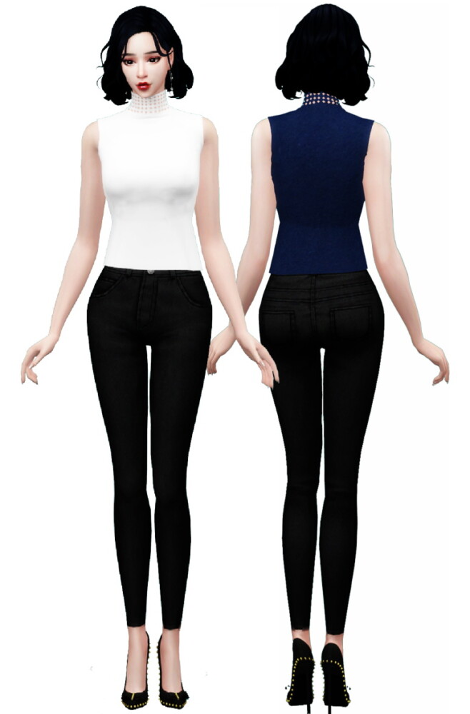 Sims 4 High neck pants at Simjigi