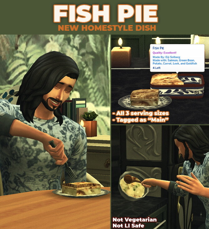 Sims 4 Fish Pie Custom Recipe by RobinKLocksley at Mod The Sims 4