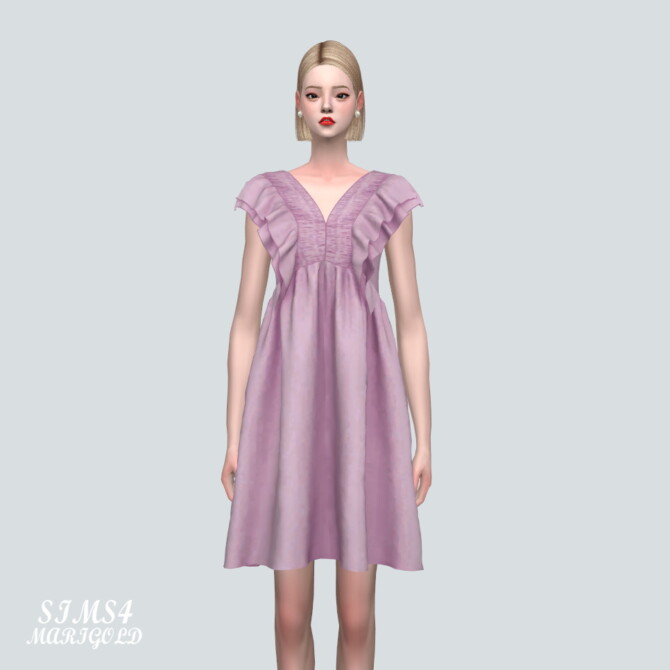 Sims 4 Sleeveless Frill Mini Dress at Marigold